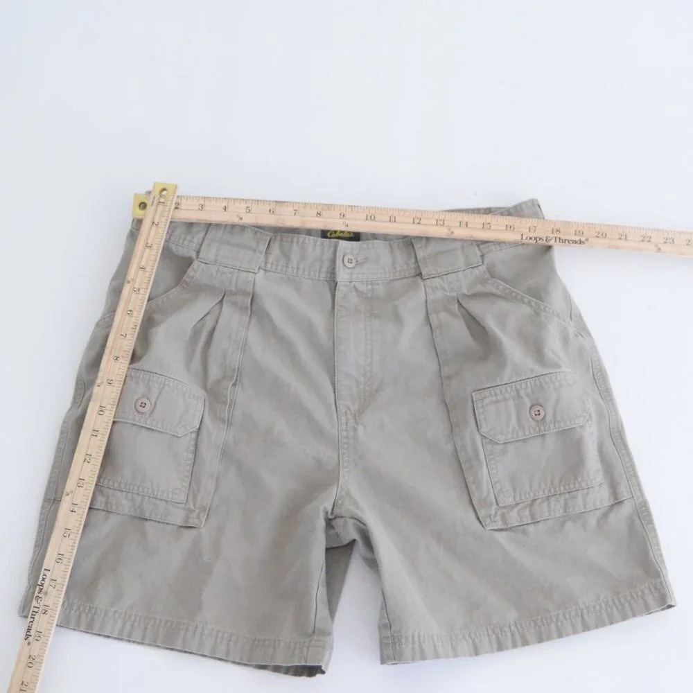 Vintage Cabela's Tan Outdoor 100% Cotton Cargo  Shorts 36